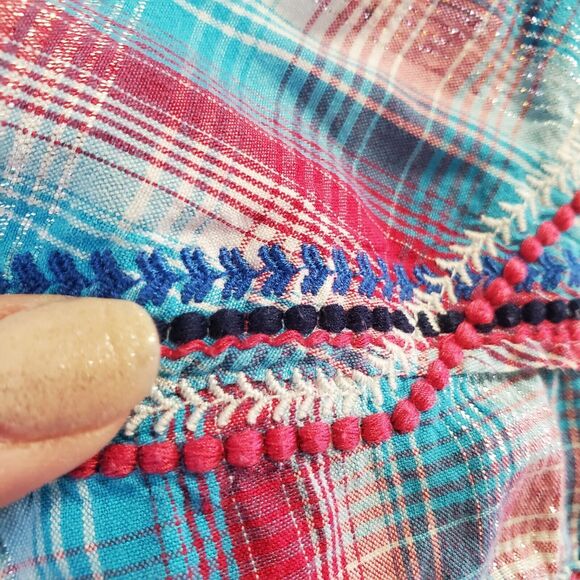 Ariat Shirt Junior XXL Colorful Pearl Snap Buttons Shimmer Embroidery Rodeo - Picture 9 of 12